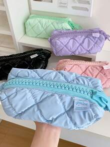 【糖果色】柔软学生文具收纳袋，超柔软大容量铅笔盒笔袋，大号拉链笔袋，学生成人女性旅行化妆品收纳袋 - 彩色 - 查看 4