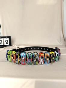 Random Color Mini Car Model Buckle Punk Style Waist Belt,Dopamine Design To Match Jeans, DIY Buckle Summer, School Fall, Autumn, Halloween - Black - View 7