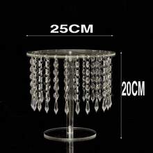 1 Set Acrylic Cake Stand With Crystal Pendant Light, Transparent Round Cupcake Stand, Suitable For Dessert Table, Pastry, Candy Display For Wedding, Event, Birthday Party, Can Hold Cupcakes, Cakes, Pizza Etc.