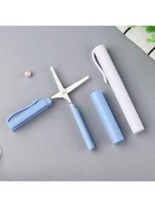 1pc Random Color Mini Portable Folding Scissors - Compact, Sharp, For Crafting, DIY, And Everyday Use - Light Blue, Pink, Mint Green Handles - Perfect For School, Office, And Travel,Christmas, Paper Cutting, Packaging Cutting