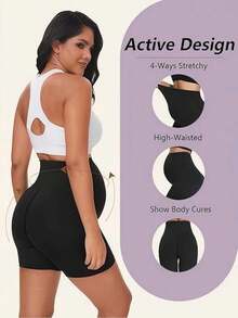 4-Piece Maternity Yoga Shorts Set High-Waisted Tummy-Control Shorts Soft Stretch Maternity Shorts Perfect For Everyday Wear And Fitness Training - Black + Black + Blue + Pink - View 3