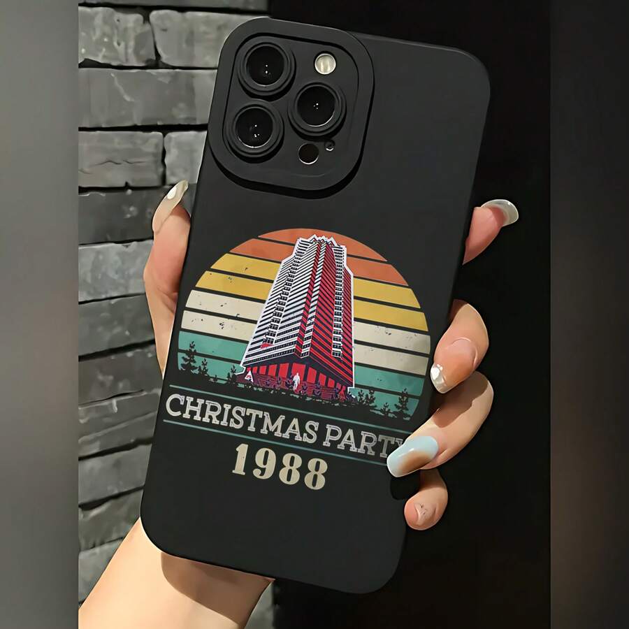 2026 nueva funda de teléfono mate, funda de teléfono para fiesta de Navidad diseño de edificio vintage de 1988 para iPhone 17 y modelos de protector de teléfono funda de pareja regalo para novio novia presente de vacaciones - Negro - Ver 1