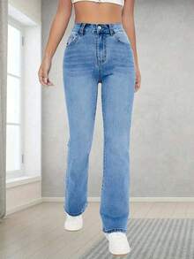 Teenage Girls' Classic Versatile Stretchy Comfortable Flare Jeans - Light Wash - View 3