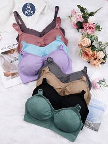 Underwear&Sleepwear Basics 8pcs Seamless Underwear Set, Comfortable Casual Bras With Adjustable Straps And Nursing Bras - 彩色 - 查看 2