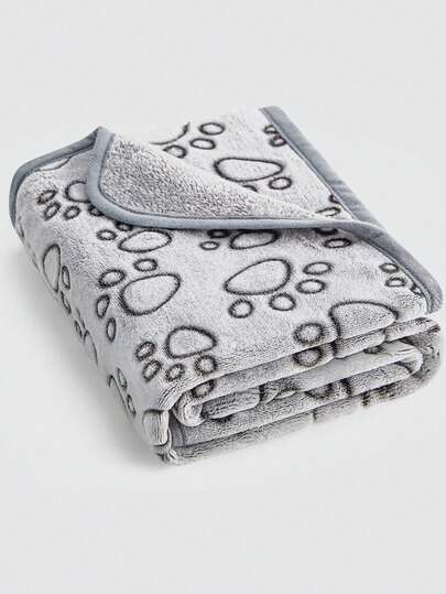 1pc Soft Dog Blanket Warm Flannel Puppy Blanket For Small Medium Dogs Paw Print Puppy Cat Blanket Flannel Throw For Small Medium Dogs