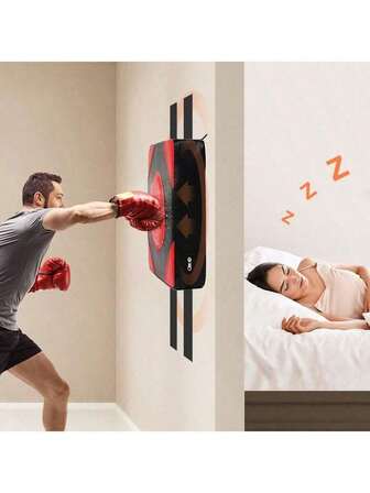 1PC Silent Strike Wall-Mounted Punching Bag - Heavy-Duty Red/Blue PU Leather, Noise-Reduced Design & Shock-Absorbing Core - For Home Gym, Apartment, Indoor Boxing Training - Boxing Accessories - Home Fitness Equipment - Heavy-Duty Training Gear - Punching Bag For Home - Silent Workout Gear-Gym Sets--Gym Sets