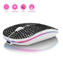 1个闪亮多彩可充电无线鼠标，2.4GHz+5.2GHz双模无线鼠标，水晶钻石镶嵌表面，符合人体工学设计，静音点击，兼容Windows/MacOS/iOS/Android/Linux系统。精致闪亮的无线鼠标，是送给她的完美礼物，生日、节日皆宜。 - 彩色 - 查看 23