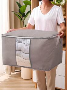 Set de 3/1 bolsa plegable para almacenamiento de ropa en el hogar, organizador de almacenamiento doméstico para ropa, ropa de cama, suéteres, almohadas y organización de armarios - Gris Claro - Ver 8