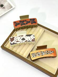 1 peça/3 peças/6 peças Grampo de Cabelo Casual de Plástico ABS com Estampa de Onça, Novos Clipes de Cabelo Chiques 2026 para Praia, Viagem, Festa, Férias, Volta às Aulas, Grampos de Cabelo com Flor, Acessórios de Cabelo da Moda para o Inverno