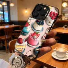 Funda de Teléfono Impresión de Pasteles y Postres Rosados para  14 Pro Max  13  Galaxy S23 S22 Plus Opción de Regalo Ideal para Todas las Temporadas - Plateado - Ver 3