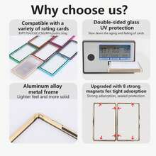 Estuche de metal resistente a los rayos UV para tarjetas calificadas - Protector magnético apilable de aluminio metálico - Plateado - Ver 8