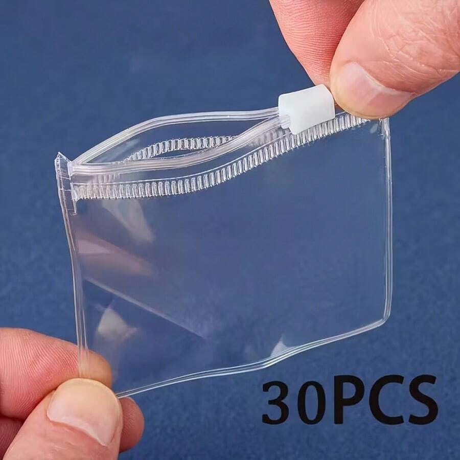30个可重复使用的拉链首饰收纳袋 - 無色 - 查看 1