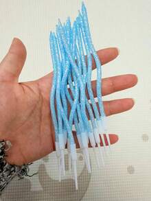 12支糖果色蓝色闪光弧形生日周年纪念情人节求婚公主派对蛋糕装饰蜡烛