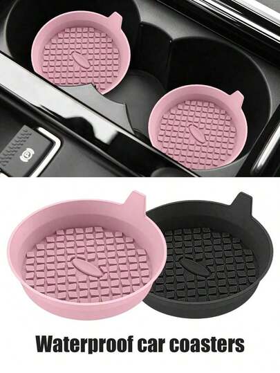 Car Coaster, Silicone Car Coaster/Coaster - Universal Anti Slip Recessed Car Interior Accessories - Car Cup Holder Insert Coaster