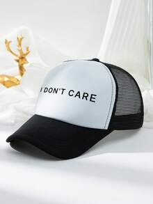 1pc Unisex Outdoor Casual Fashion Breathable Adjustable Size Sun-Shading Trending Slogan Printed Sponge Mesh Baseball Cap, Trucker Hat, Dad Hat, Suitable For Daily Matching, Versatile - A - View 2