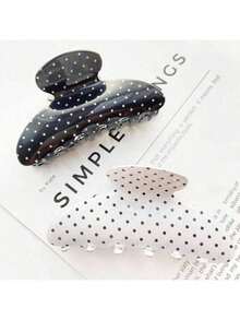 Women Half Moon Hair Clips Set Of 1 Pieces Abstract Polka Dot Design Simple Fashion Casual Cute Acrylic Material Black White Combo Daily Office Wear Bun Fixation No Damage Hair Autumn Winter Season Elegant Claw Vacation Outfit Accessories - Nhiều màu - Xem 2