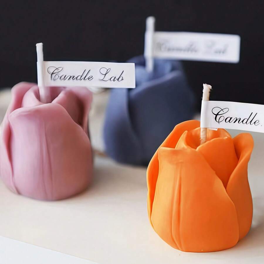 1 buc. matriță silicon 3D în formă de boboc de lalea și floare, potrivită pentru fabricarea lumânărilor DIY, lumânări de aromaterapie, ideală pentru Ziua Îndrăgostiților, ziua de naștere, Ziua Mamei, decor de nuntă