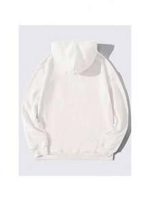 Sudadera para hombre estilo vintage americano con estampado, tela gruesa de algodón, corte holgado, capucha, manga larga, otoño e invierno para uso escolar y casual. - Blanco - Ver 3