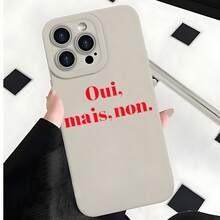 2026 nueva funda de teléfono esmerilada, funda de teléfono con impresión "Oui Mais Non" para iPhone 17 14 13 12 11 Pro Max y  Galaxy S23 S22 S21 S20, protector de teléfono, funda de pareja, regalo para novio, novia, San Valentín, regalo de cumpleaños - Negro - Ver 3