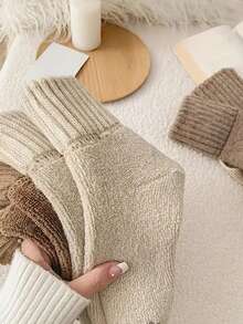 5双装女士冬季保暖加厚针织柔软可爱复古休闲五趾袜毛绒编织袜女士加厚保暖袜搭配雪地靴或短靴多规格选择套装2双装6双装10双装 - 彩色 - 查看 5