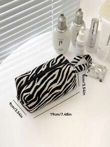 1个大容量时尚简约女士手提洗漱包，便携式斑马纹/豹纹化妆包，旅行洗漱拉链收纳包，化妆刷收纳袋，化妆包，零钱包，笔袋，卡包，女士旅行手拿包，情人节/生日礼物 - 彩色 - 查看 2