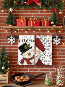 2pcs Christmas Gnome Kitchen Towels - Soft, Absorbent Microfiber Dish & Hand Towels For Holiday Decor, Perfect For Cooking, Baking & Cleaning - Black - View 4
