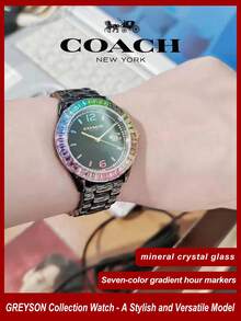Coach Greyson Black Ceramic Rainbow Bezel Watch For Women - Black - View 1