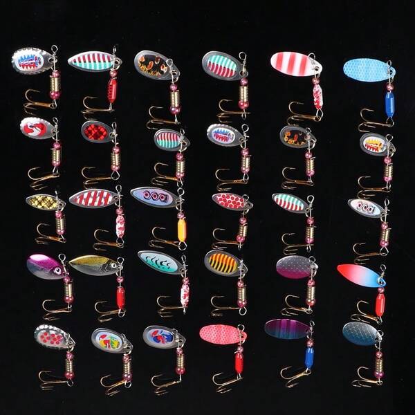 30pcs Spinner Lure Kit With Box, High-Pitched Hook Fishing Baits, Lifelike Artificial Lures For Trout, Bass, And Pike, Metal Fishing Lures For Freshwater And Saltwater