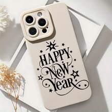2026 nueva funda de teléfono esmerilada, funda de teléfono con impresión de Feliz Año Nuevo para  17 15 Pro Max  17 14 Pro  17 13  Galaxy S23 S22 S21 protector de teléfono funda de pareja regalo para novio novia regalo de vacaciones - Negro - Ver 6