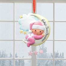 yGenerico Decoraciones Navideñas Esferas De Resina Primer Navidad del Bebe Colgante Árbol Navideño Decoracion Familiar Espejo Retrovisor Invierno Guirnalda Chimenea - Rosa - Ver 2