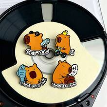 1 pièce Broche mignonne et décontractée en alliage de zinc en forme de Capybara, accessoire adorable pour les vêtements, convient pour toutes les saisons - Kaki - Voir 4