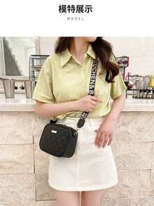 时尚新款菱格纹单肩包迷你斜挎包 - 黑色 - 查看 6