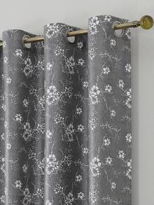 2pcs Blackout Curtain Panels, Modern Floral Print Design, Top Grommet For Easy Installation, Suitable For Living Room, Bedroom, Dining Room Home Decor