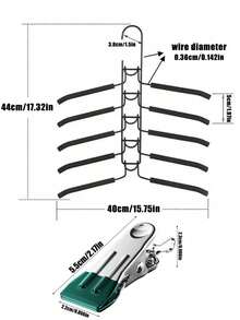 5-In-1 Heavy Duty Metal Clothes Hanger | Space-Saving Non-Slip Foam Padded Hanger For Coats, Sweaters, Suits, T-Shirts, Jackets, Shirts | Home, Office, Dorm, Travel, Laundry Room Wardrobe Essential | Slim Design, Extra Large Capacity, Non-Slip Shoulders, Rust-Proof, Foldable, Uniform Thickness, Essential For Men, Women, And Teens - Multicolor - View 11