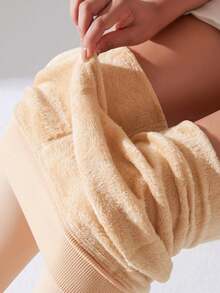 女士200克保暖内衬打底裤，保暖舒适，适合日常休闲穿着，秋冬季 - 杏色 - 查看 2