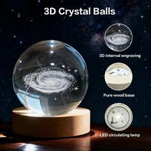 1pc 3D-Engraved Milky Way Crystal Ball Decorative Ornament, With A Color-Changing Base. It's A Perfect Pick For Astronomy Lovers, A Wonderful Gift For Halloween Or Christmas, Works As A Night Light, And Is A Starry Sky-Themed Home Decor Piece, Holiday Gift - 1pc Crystal Ball - View 4