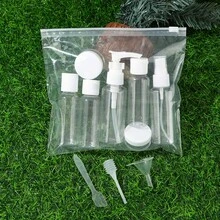 10pcs White Cosmetic Refillable Bottles Travel Set, Lotion Cream Containers With Funnel, Spatula, Dropper