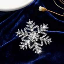 1pc Fashionable European & American Style Hollow Snowflake Rhinestone Brooch, Unisex Luxury Unique Pin