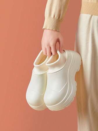 新款情侣时尚休闲冬鞋，厚底防水防滑户外拖鞋，秋冬季保暖室内家居鞋