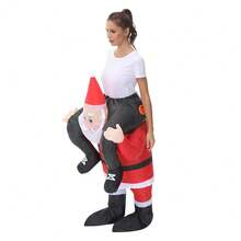 Inflatable Santa Claus Costume Adult Ride On Elves Costume Fancy Funny Elves Costumes Christmas Halloween Blow Up Costumes - Red - View 3