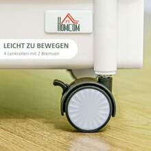 HOMCOM 3-Tier Kitchen Cart With Hanging Basket, White Steel Kitchen Trolley, Practical Storage Cart With Handle - White - View 5