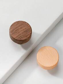 2 piezas Tirador de cajón de madera de un solo orificio, tirador de madera de cabeza redonda para gabinete/puerta de armario - hayanogal - Ver 2