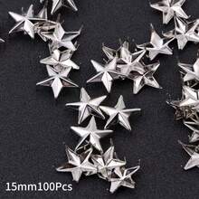 50/100颗/包 金属银色星星铆钉，DIY服装鞋包手工配饰，朋克皮革铆钉尖钉纽扣 - 彩色 - 查看 14