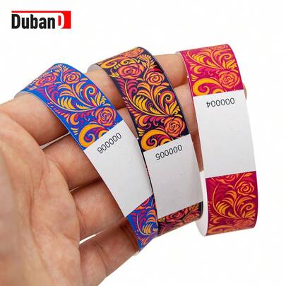 300/200/100pcs/Set Waterproof Paper Glow Wristbands, Colorful Bands With Cross Embroidery Pattern, Blue/Red/Purple Entry Ticket Wristbands, Suitable For Sports Events, Parties, Concerts, Music Festivals, Clubs, Holidays