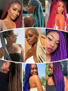 彩虹编织接发 24 英寸合成紫色专业巨型编织接发 非洲渐变钩针彩色编织接发 批发万圣节圣诞节 - 彩色 - 查看 6