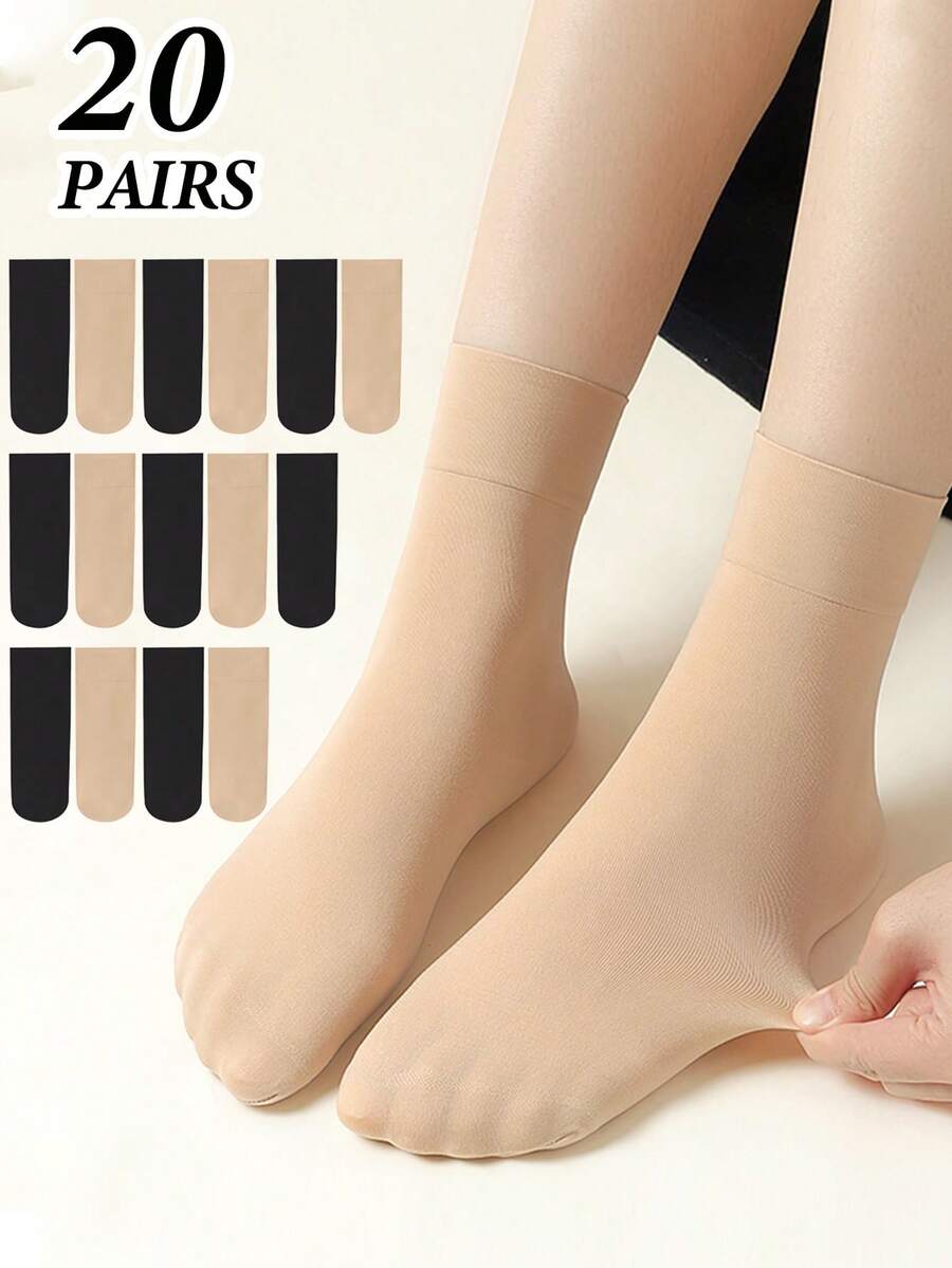 1/5/10/20 đôi tất mỏng trong suốt cho nữ, mùa hè, chống xước, bền, không đường may, màu nude trong suốt như pha lê. - Nhiều màu - Xem 1