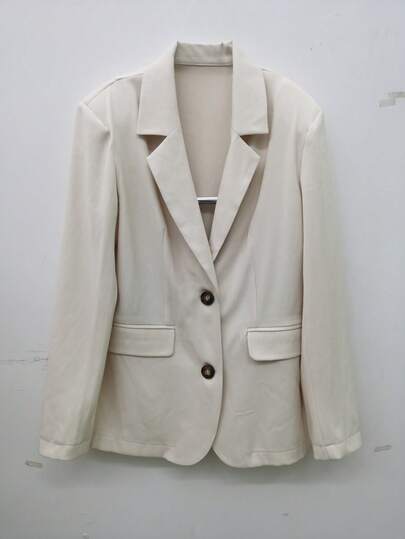 Women's Beige Blazer, Elegant Slim-Fit Suit, Formal Office Workwear & Casual Daily Blazer