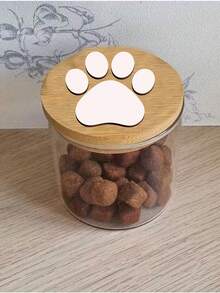 Personalized Glass Dog Treat Storage Jar With Engraved Lid And Paw Print - Customizable Name "Spike's Treats" - Round Pet Food Container, Suitable For Dog Treats, Training Treats, Etc. - Multicolor - View 9