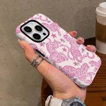 2-In-1 Fashionable Leopard Print Star Pattern Phone Case, Suitable For IPhone 17, 16 Pro Max, 15 Plus, 13, 11, 12, XS, 8 Plus, 7 - Multicolor - View 3
