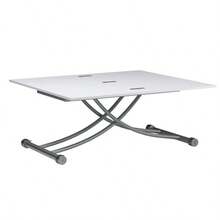 Multifunctional Dining Table, Adjustable Height Foldable Modern Coffee Table, White Banquet Table For Living Room, Dining Room - White - View 7